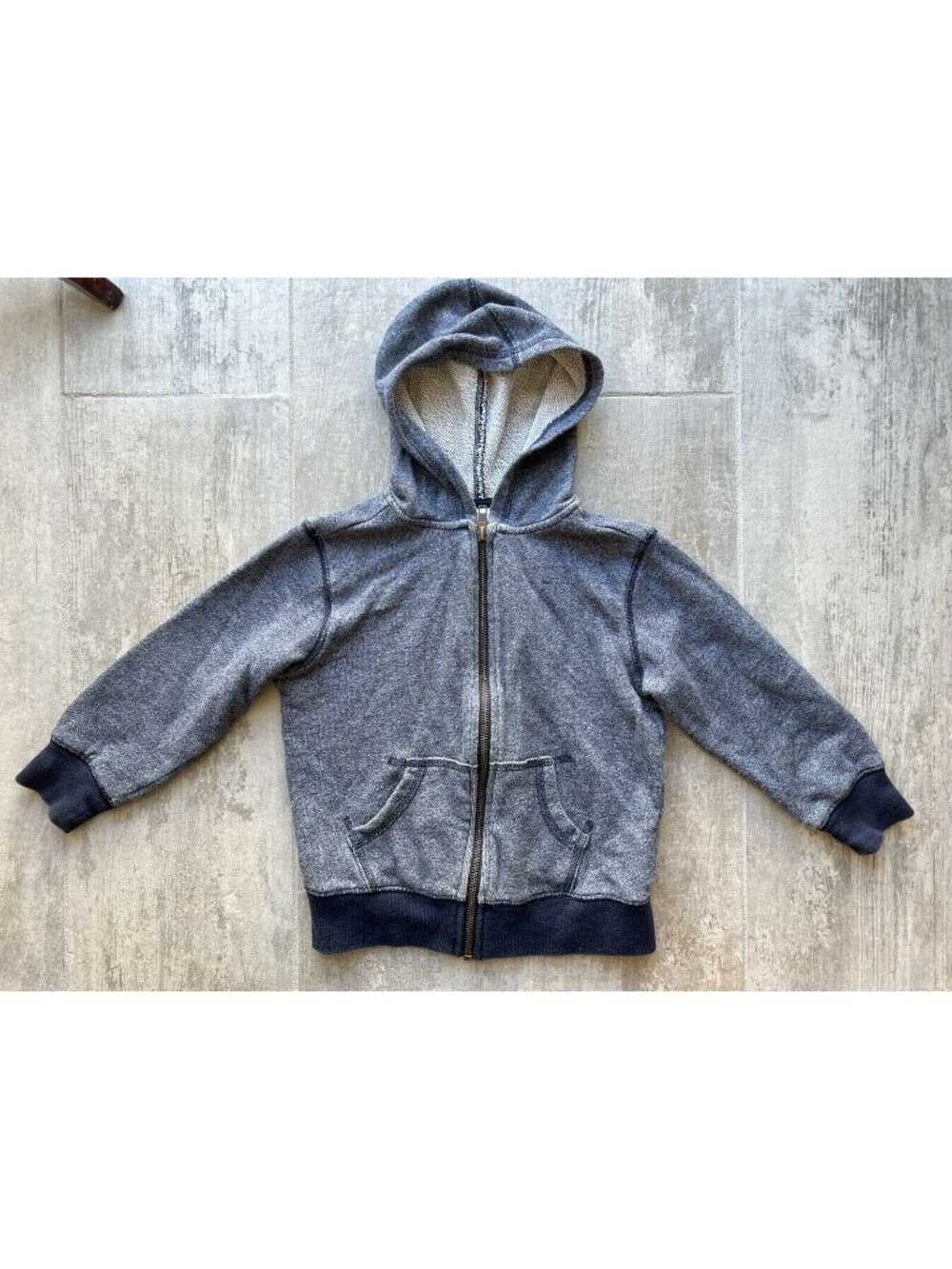 GYMBOREE Full Zip Up Hoodie Sweatshirt French Terry Denim Blue XS 4 Boys Toddler